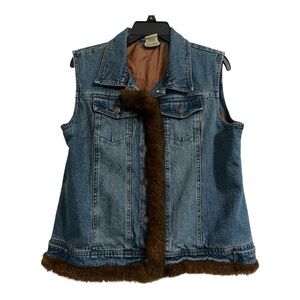 St. John's Bay Denim Vest with Brown Lining Size Large